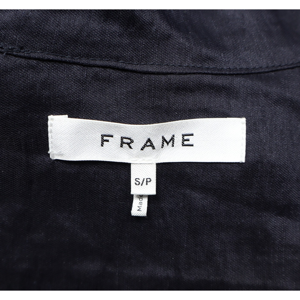 Frame Women's Linen Button Down Long Sleeve Navy Coastal Dress Sz S - Picture 4 of 7